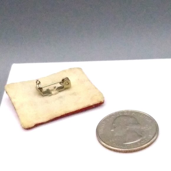 Vintage Mini Patchwork Quilt Brooch, Hand Crafted Red White and Blue Squares Pin - Picture 4 of 4